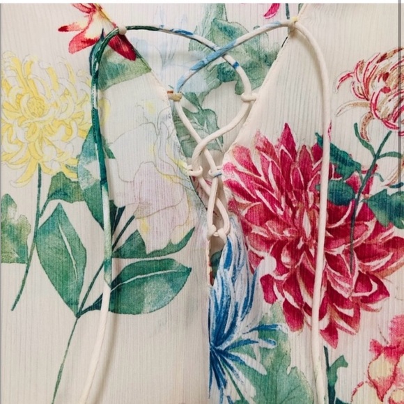 Zara floral blouse Size S with tie around waist - Picture 9 of 9